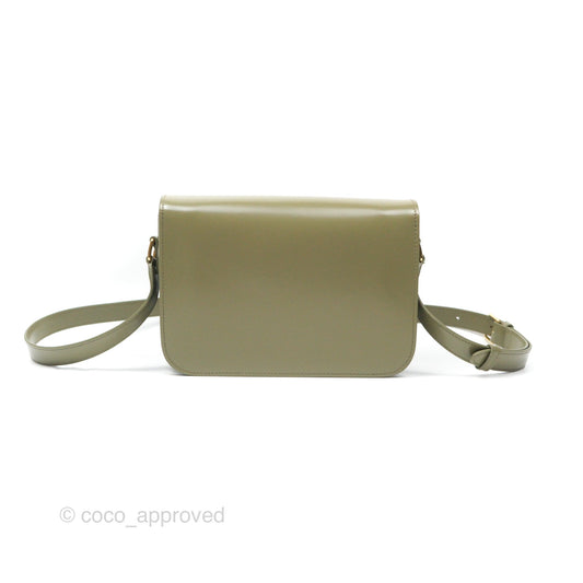 Celine Medium Triomphe Soft Khaki Shiny Calfskin