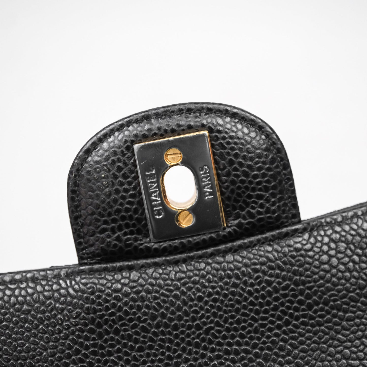 Chanel Classic M/L Medium Flap Quilted Black Caviar Gold Hardware