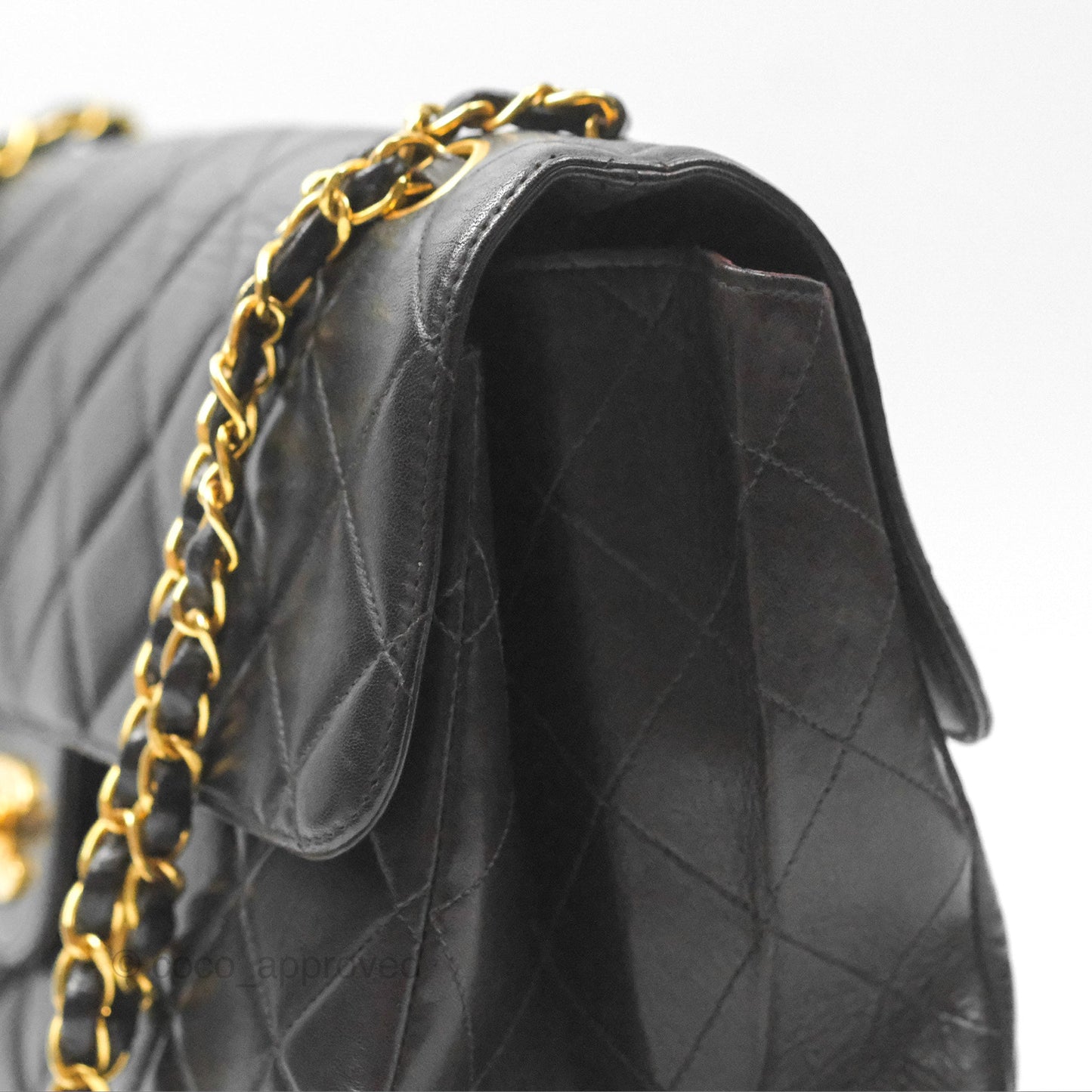 Chanel Vintage Double Sided Jumbo Flap Black Lambskin 24K Gold Hardware