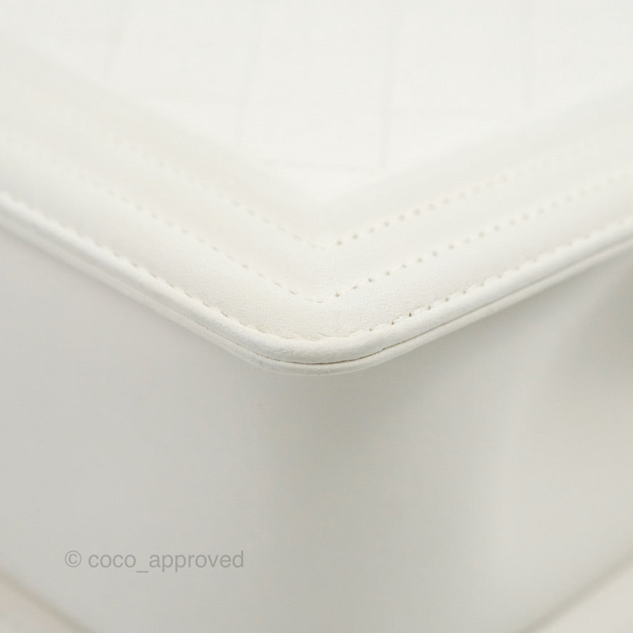 Chanel Medium Boy Bag White Calfskin Gold Hardware