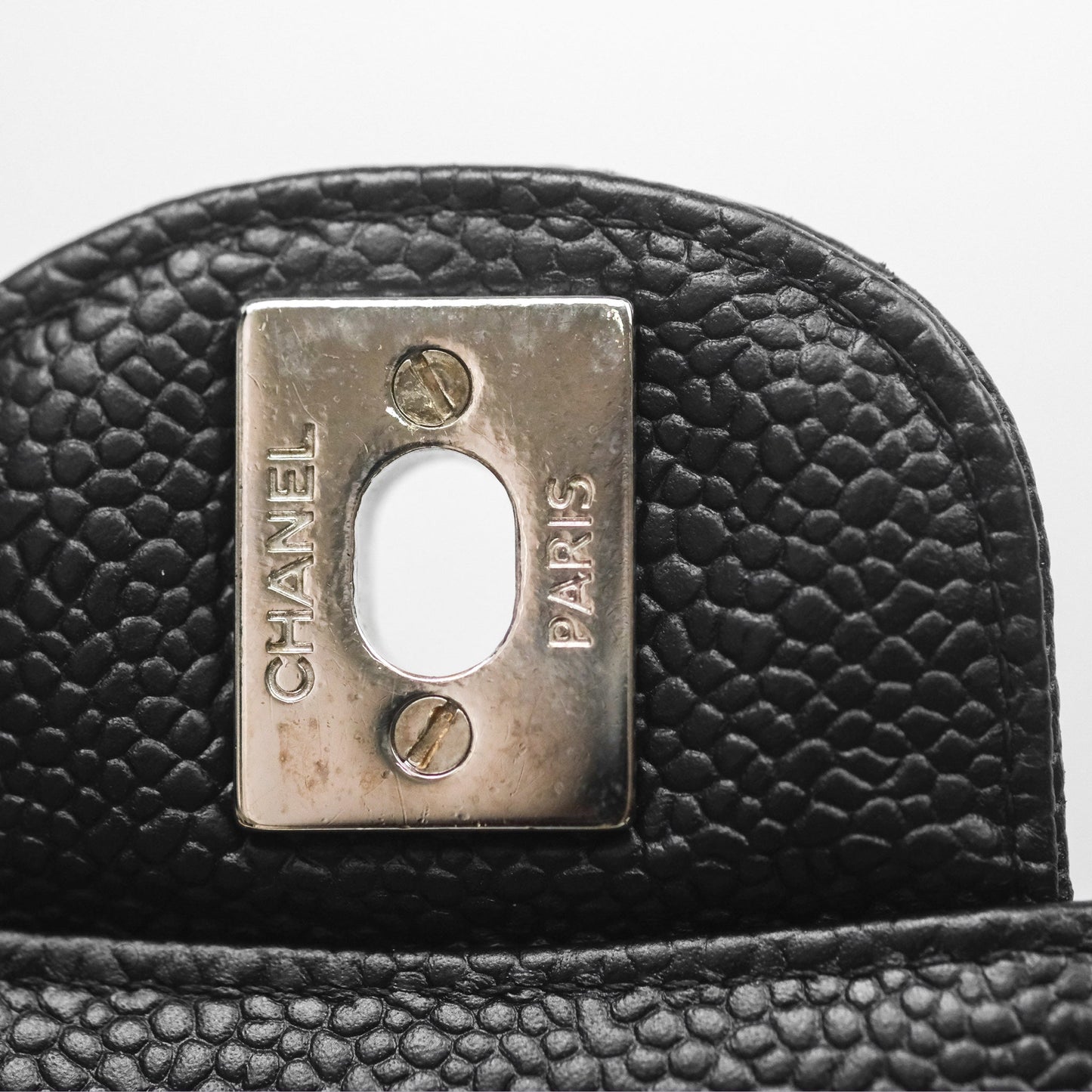 Chanel Classic M/L Medium Flap Quilted Black Caviar Silver Hardware