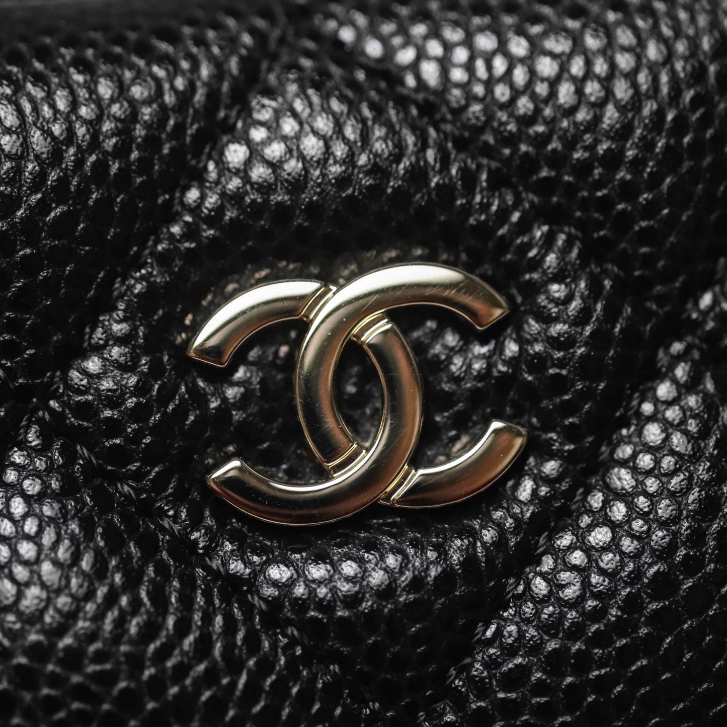 Chanel Mini Tote Bag Black Caviar Gold Hardware 25C