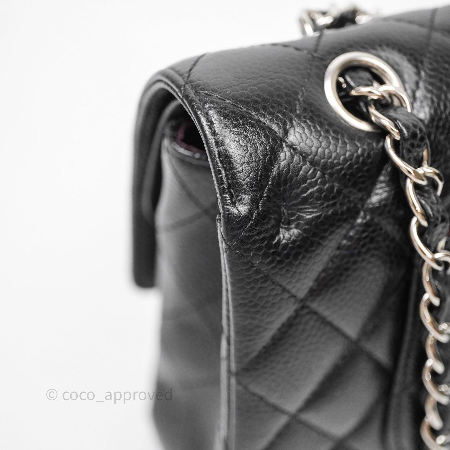Chanel Classic M/L Medium Flap Quilted Black Caviar Silver Hardware