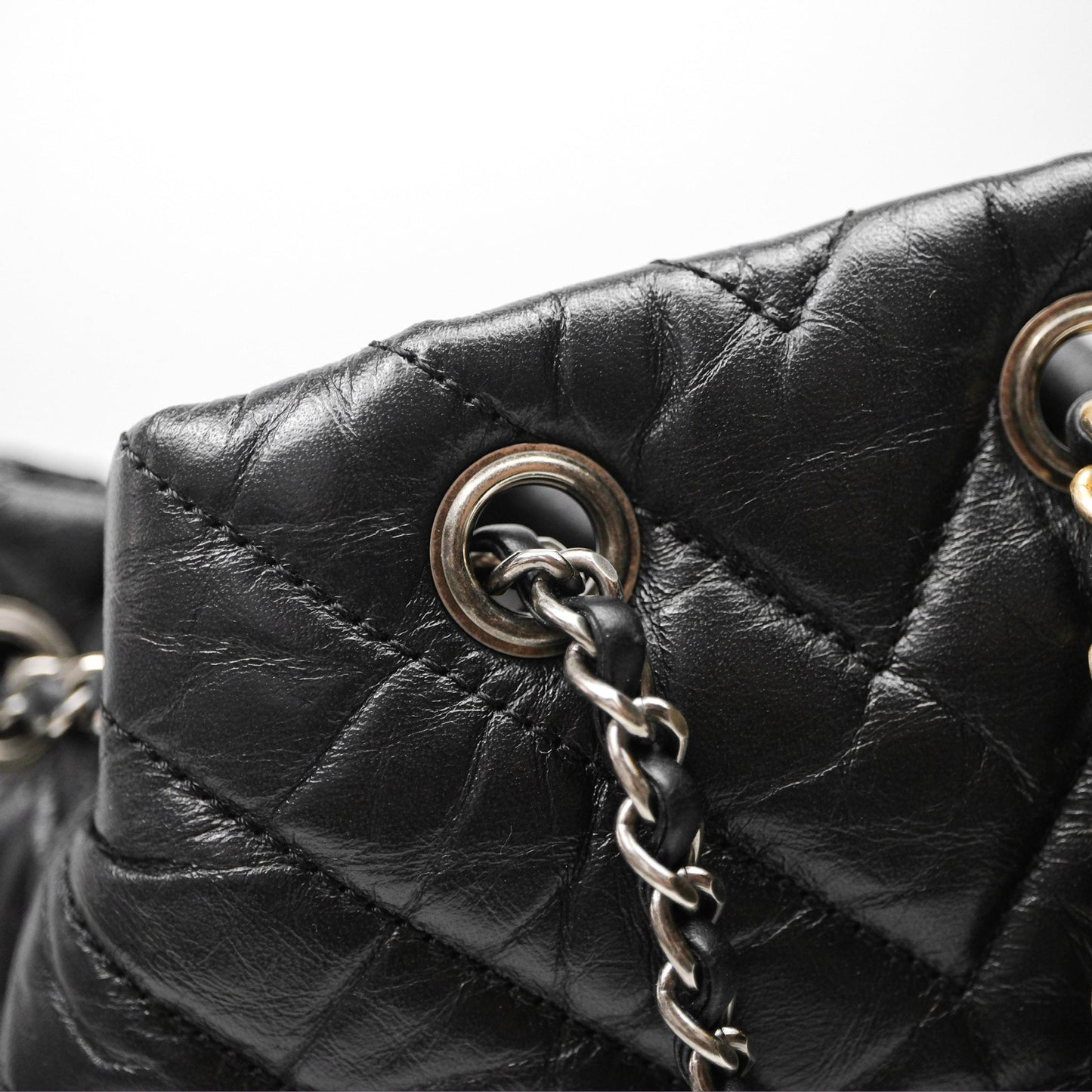 Chanel Small Chevron Gabrielle Backpack Black Aged Calfskin