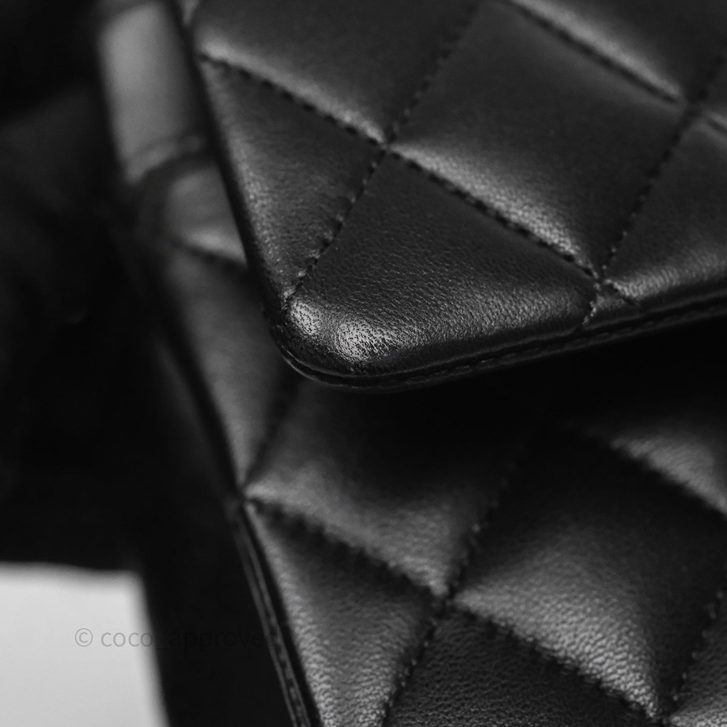 Chanel Classic M/L Medium Flap Quilted Black Lambskin Silver Hardware
