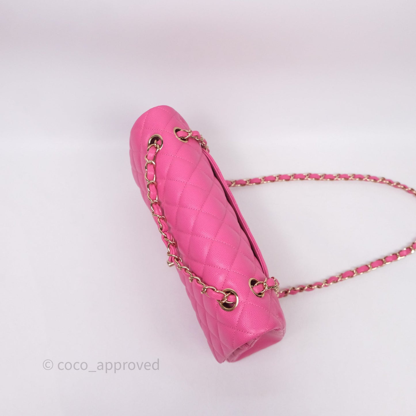 Chanel Classic M/L Medium Flap Quilted Hot Pink Caviar Gold Hardware