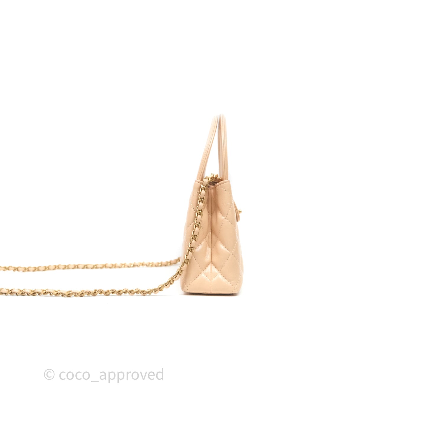 Chanel Kelly Bag Quilted Light Beige Shiny Crumpled Calfskin Aged Gold Hardware