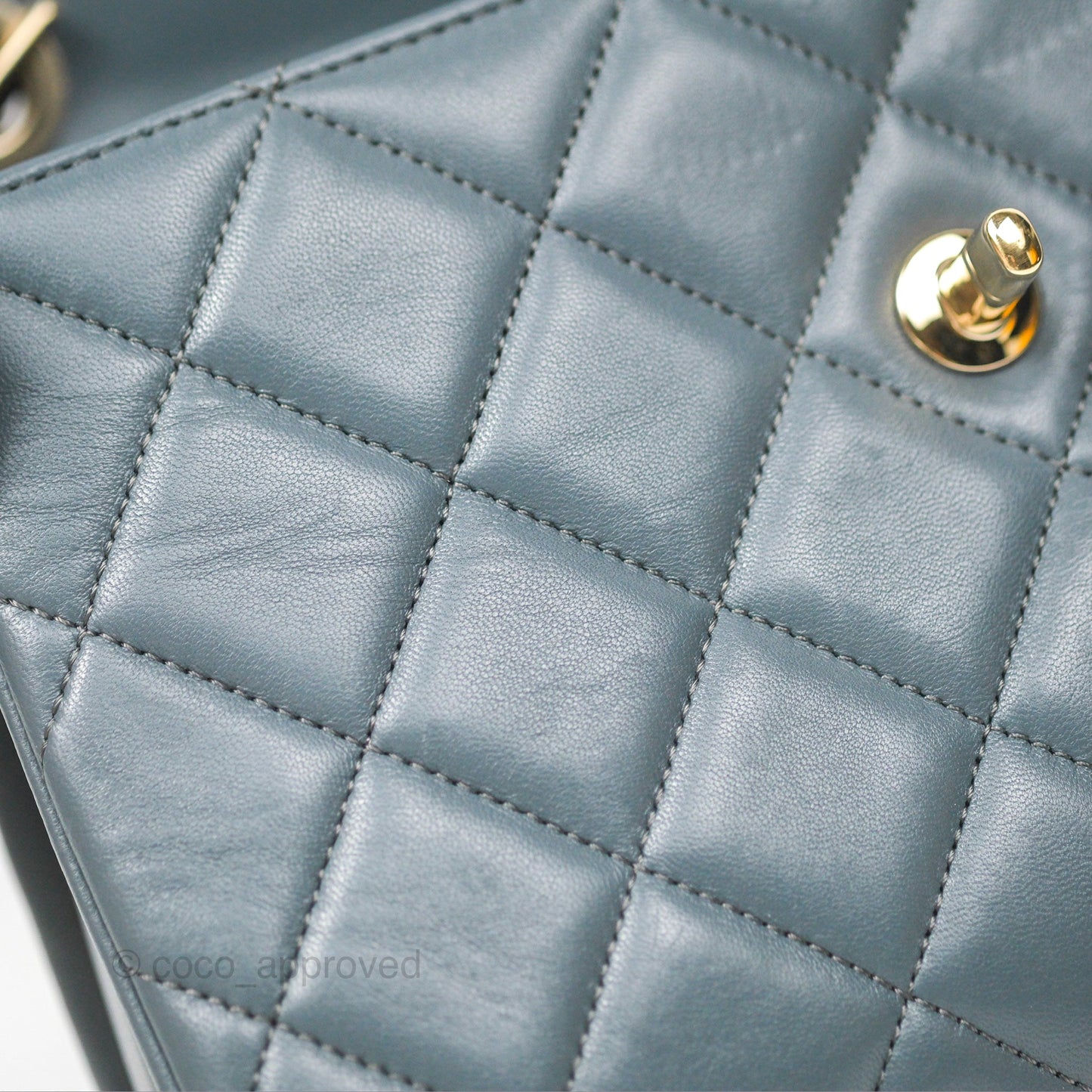Chanel Small Trendy CC Grey Blue Lambskin Gold Hardware