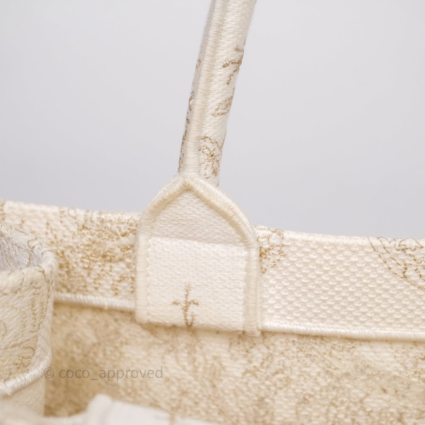 Christian Dior Medium Book Tote Latte Embroidery With Gold-Tone Metallic