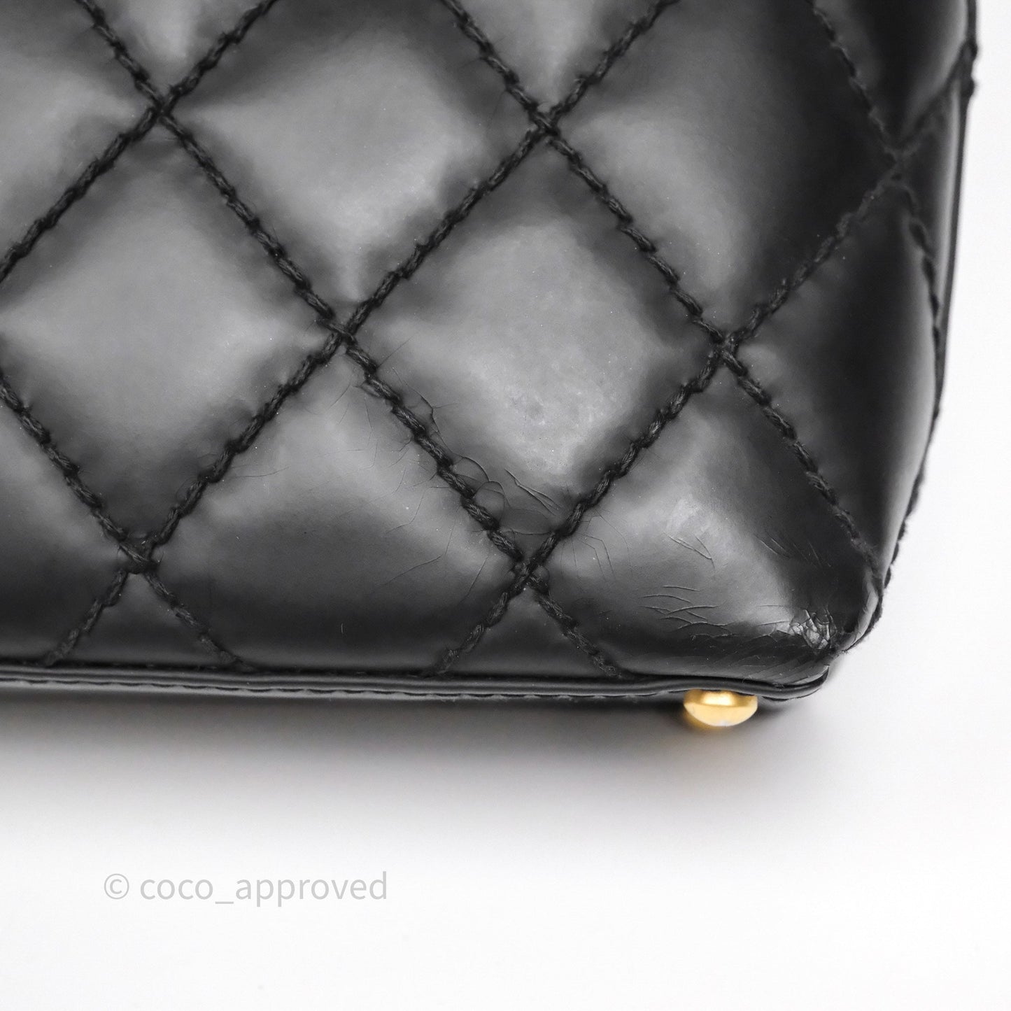 Chanel Vintage Quilted CC Tote Bag Matte Black Calfskin Gold Hardware