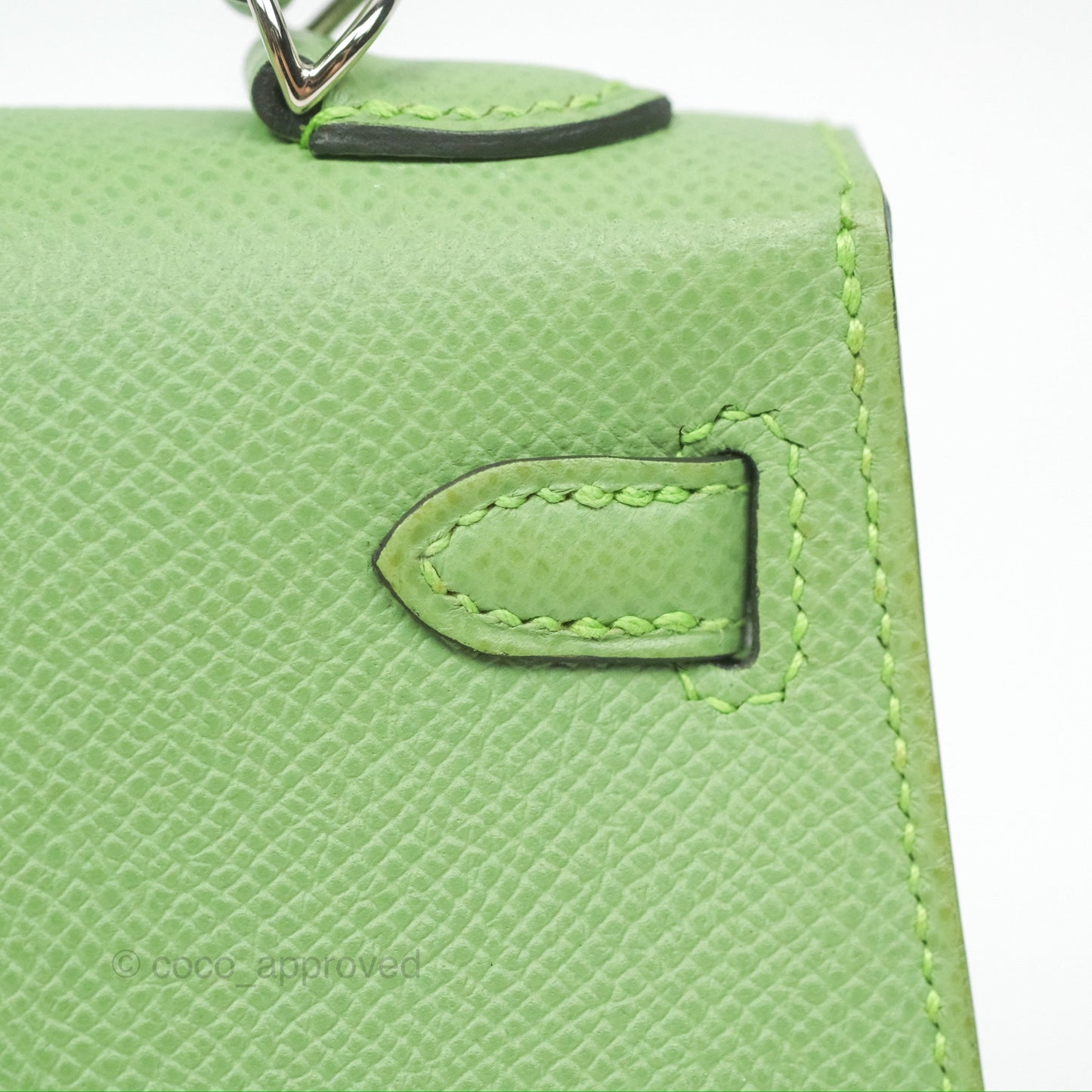 Hermès Mini Kelly II Vert Criquet Epsom Palladium Hardware