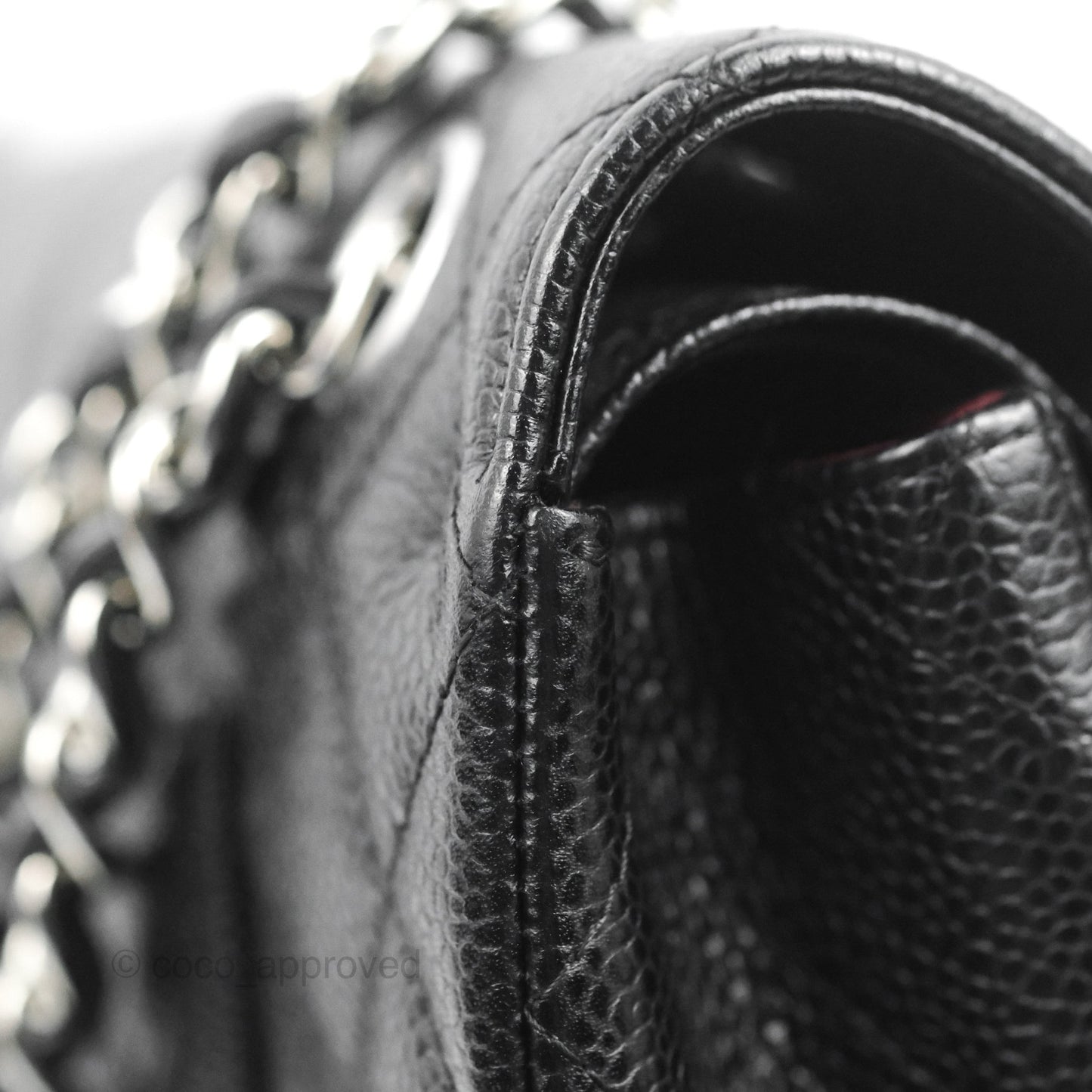Chanel Classic M/L Medium Flap Quilted Black Caviar Silver Hardware