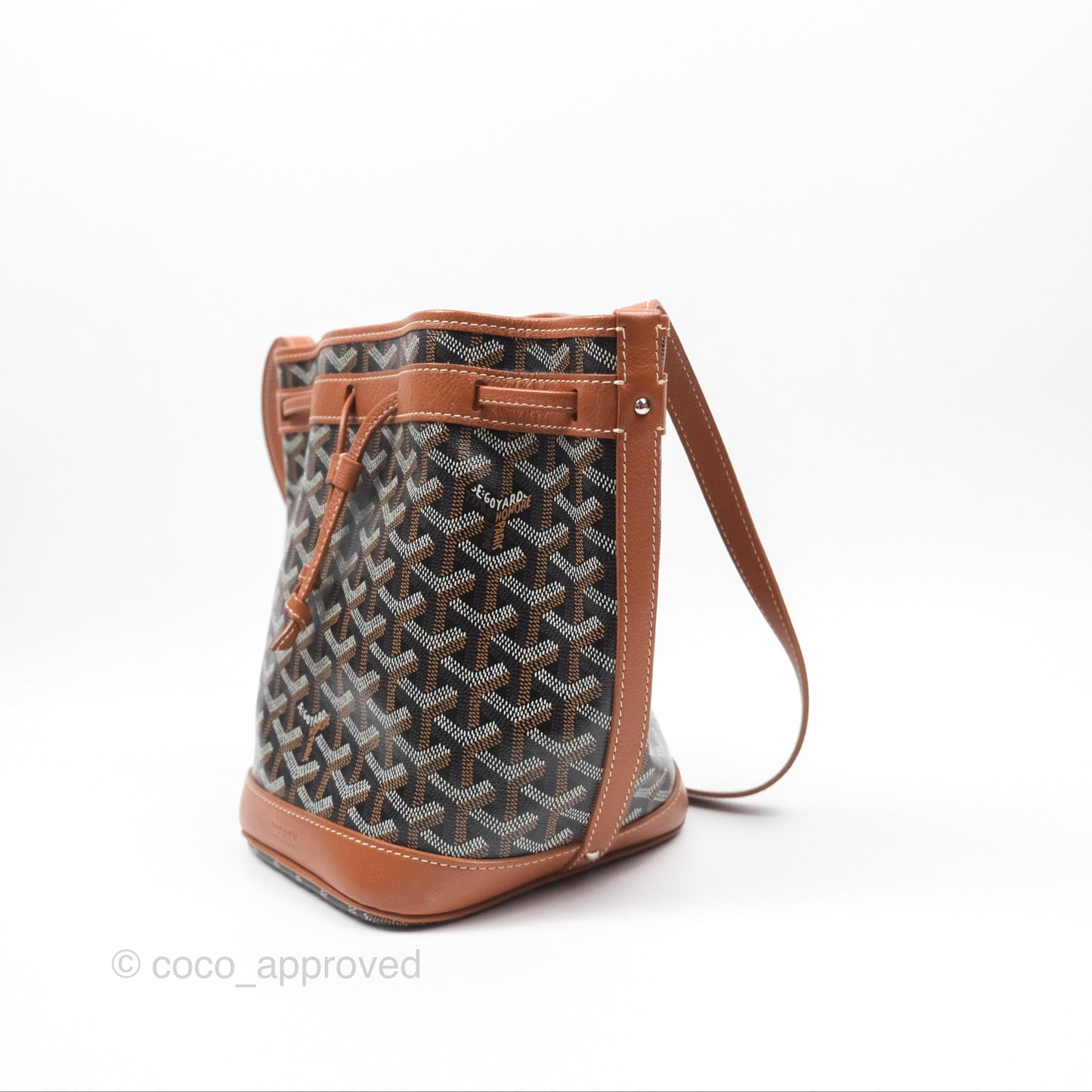 Goyard Petit Flot Bucket Bag Black & Tan Goyardine