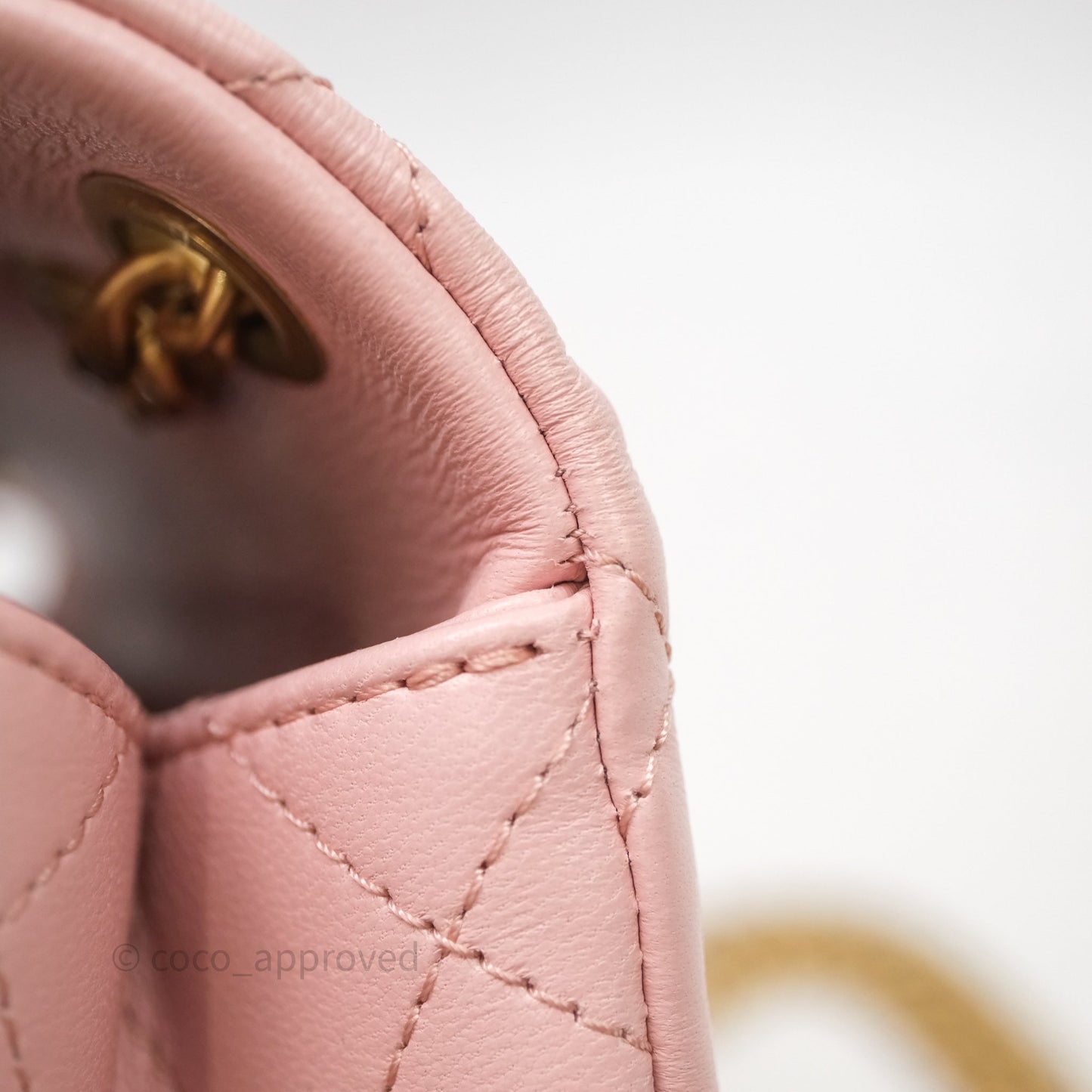 Chanel Quilted Mini Square Flap with Camellia Adjustable Chain Pink Clair Lambskin