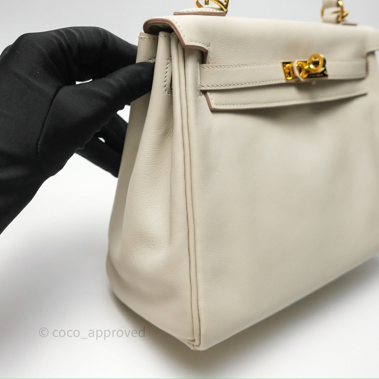 Hermès Retourne Swift Kelly 25 Gris Perle 80 Gold Hardware