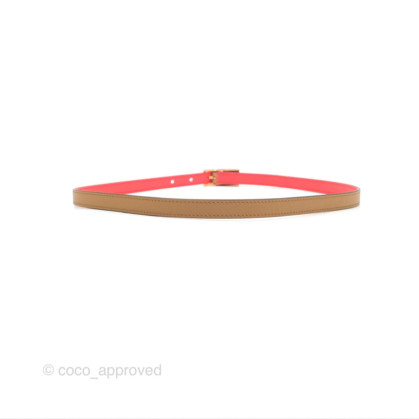 Hermès Lucky 15 Reversible Belt Chaï / Rose Jaipur Rose Gold Hardware Size 75