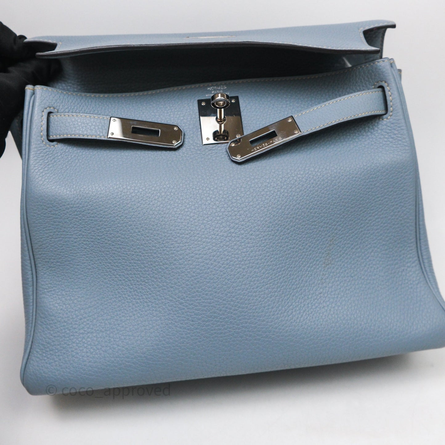 Hermès Kelly 28 Bleu Lin J7 Togo Palladium Hardware