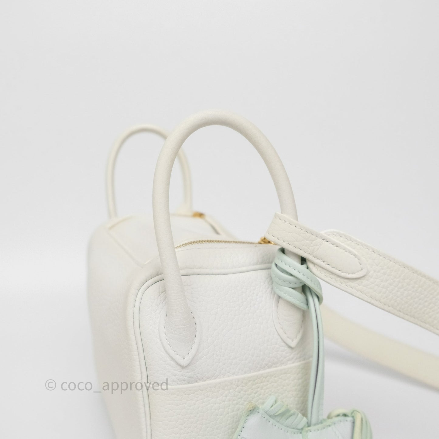 Hermès Mini Lindy 20 New White 0U Clemence Gold Hardware