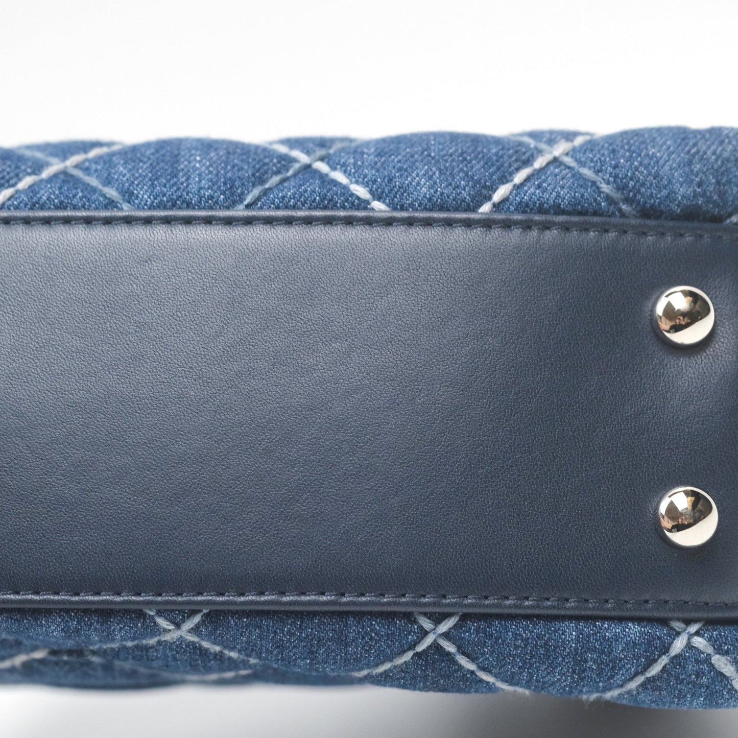 Chanel Small Coco Handle Quilted Contrast Stitch Denim Silver Hardware
