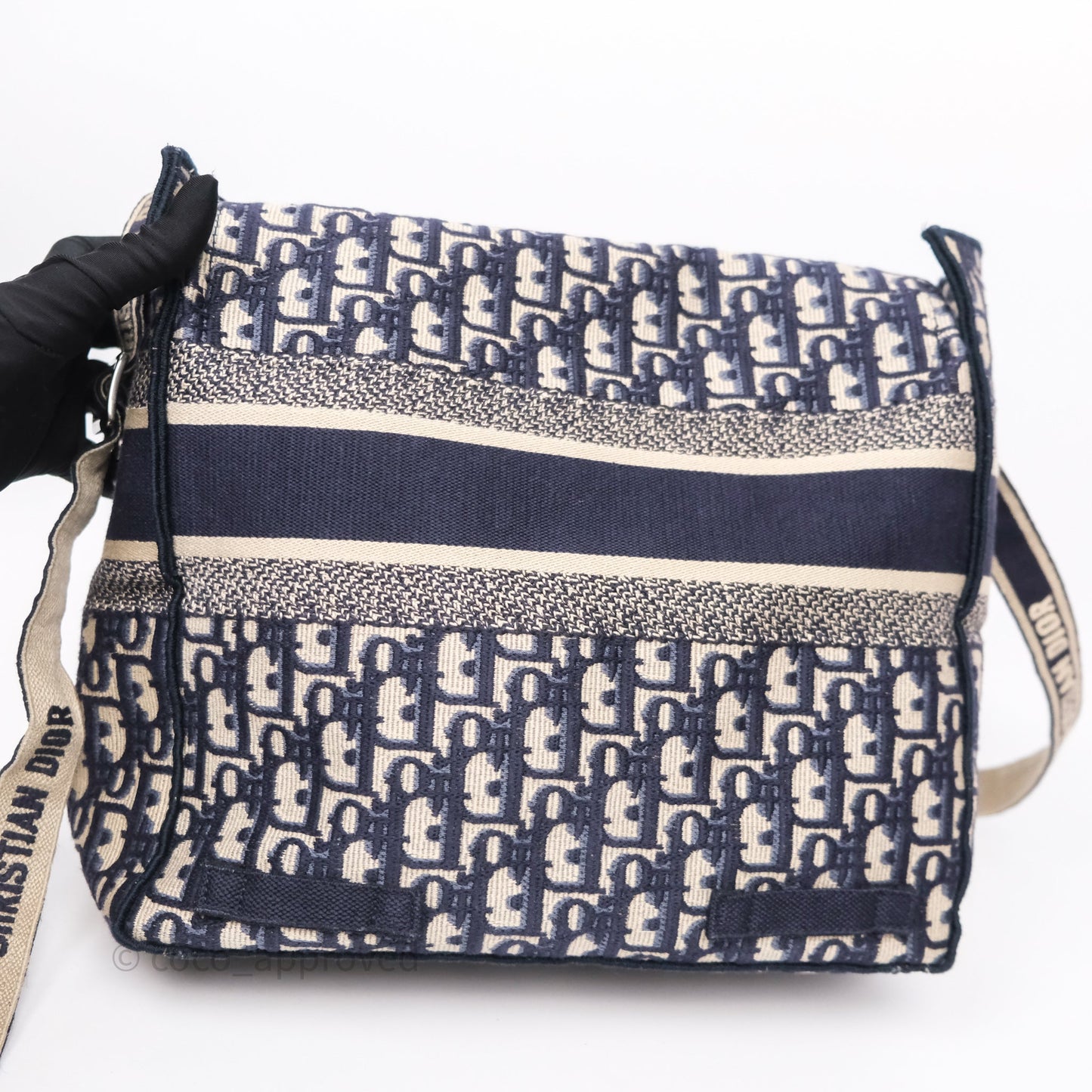 Christian Dior Medium DiorCamp Messenger Bag Oblique Embroidery Blue