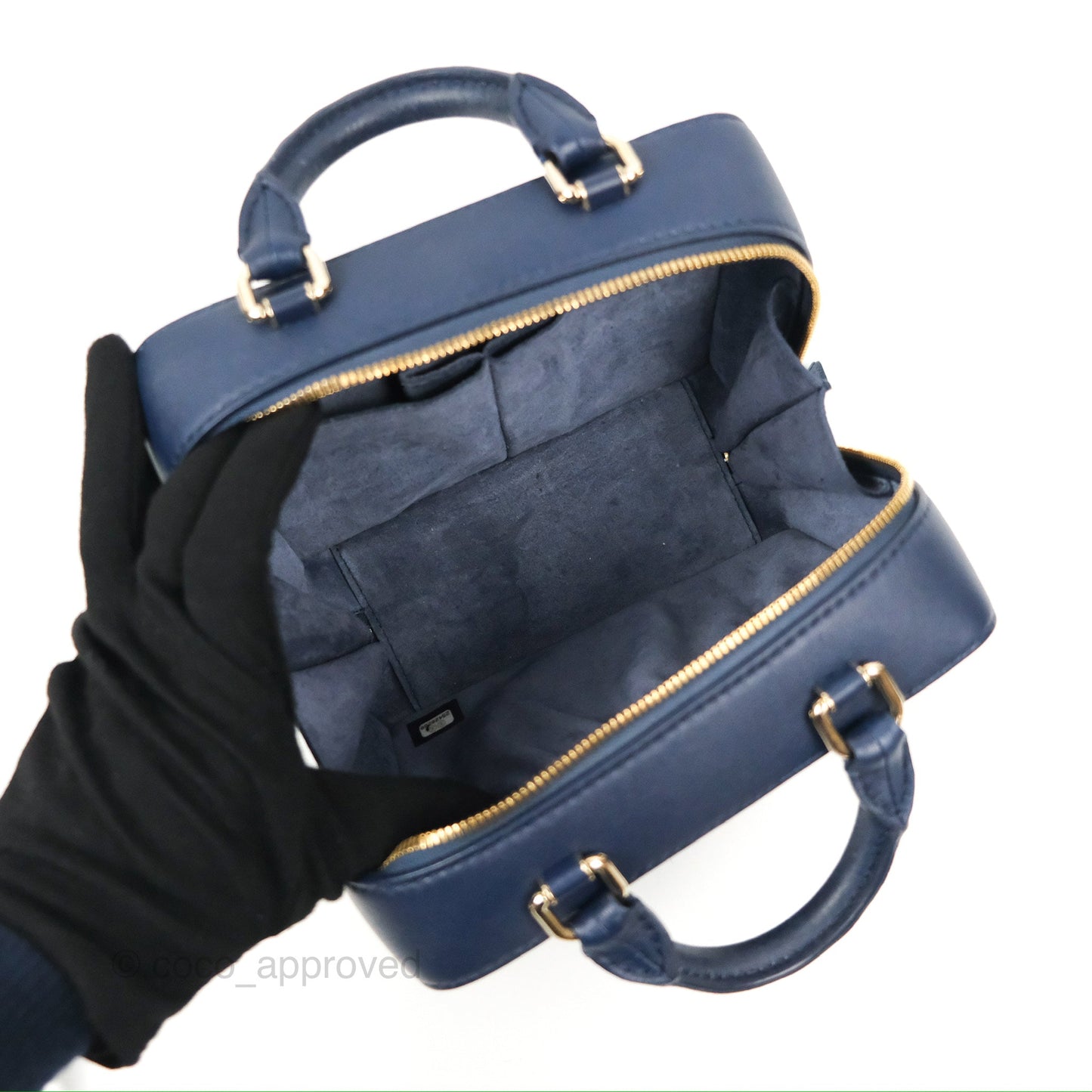 Chanel Quilted Travel Kit Vanity Case Navy Calfskin Gold Hardware