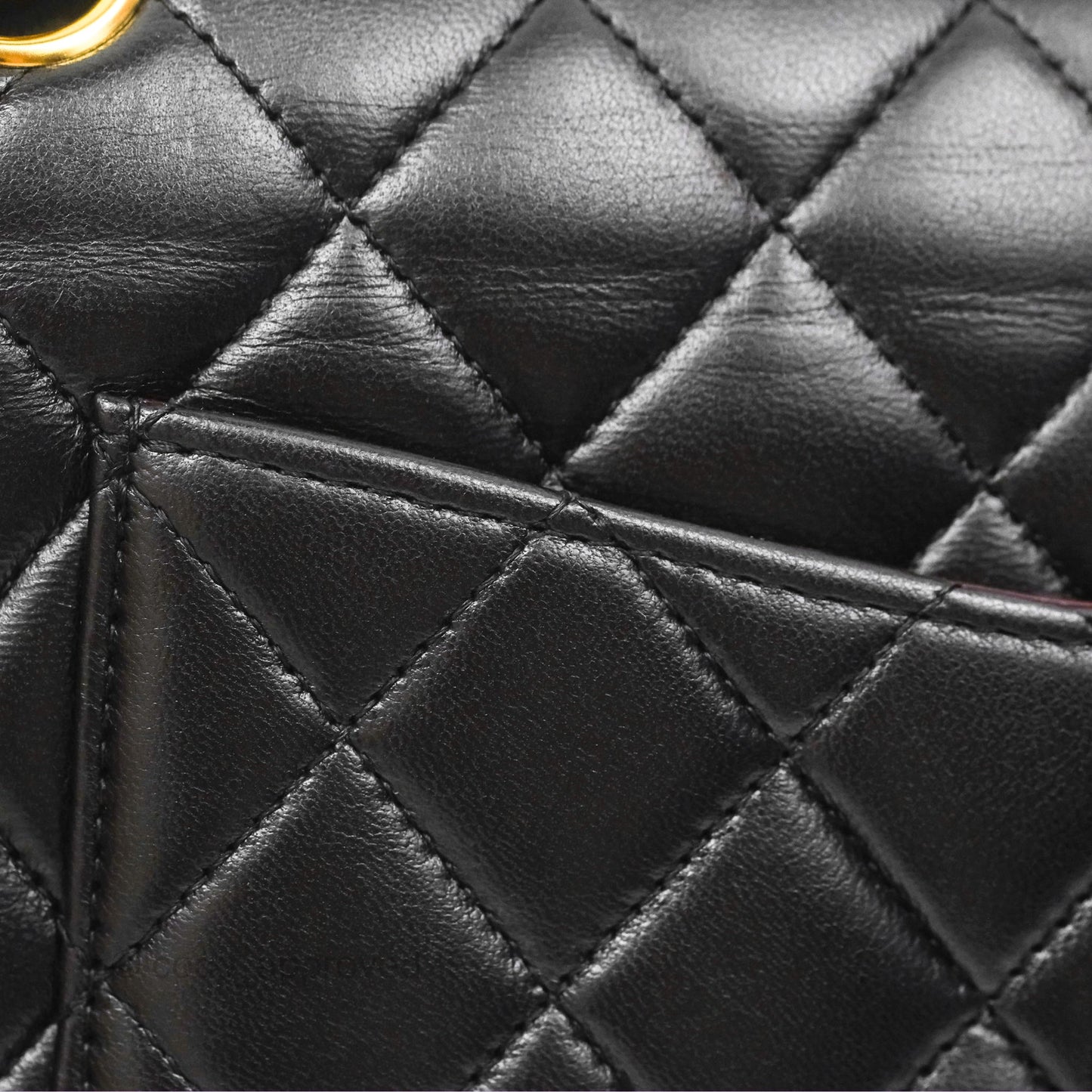 Chanel Classic M/L Medium Flap Quilted Black Lambskin 24K Gold Hardware