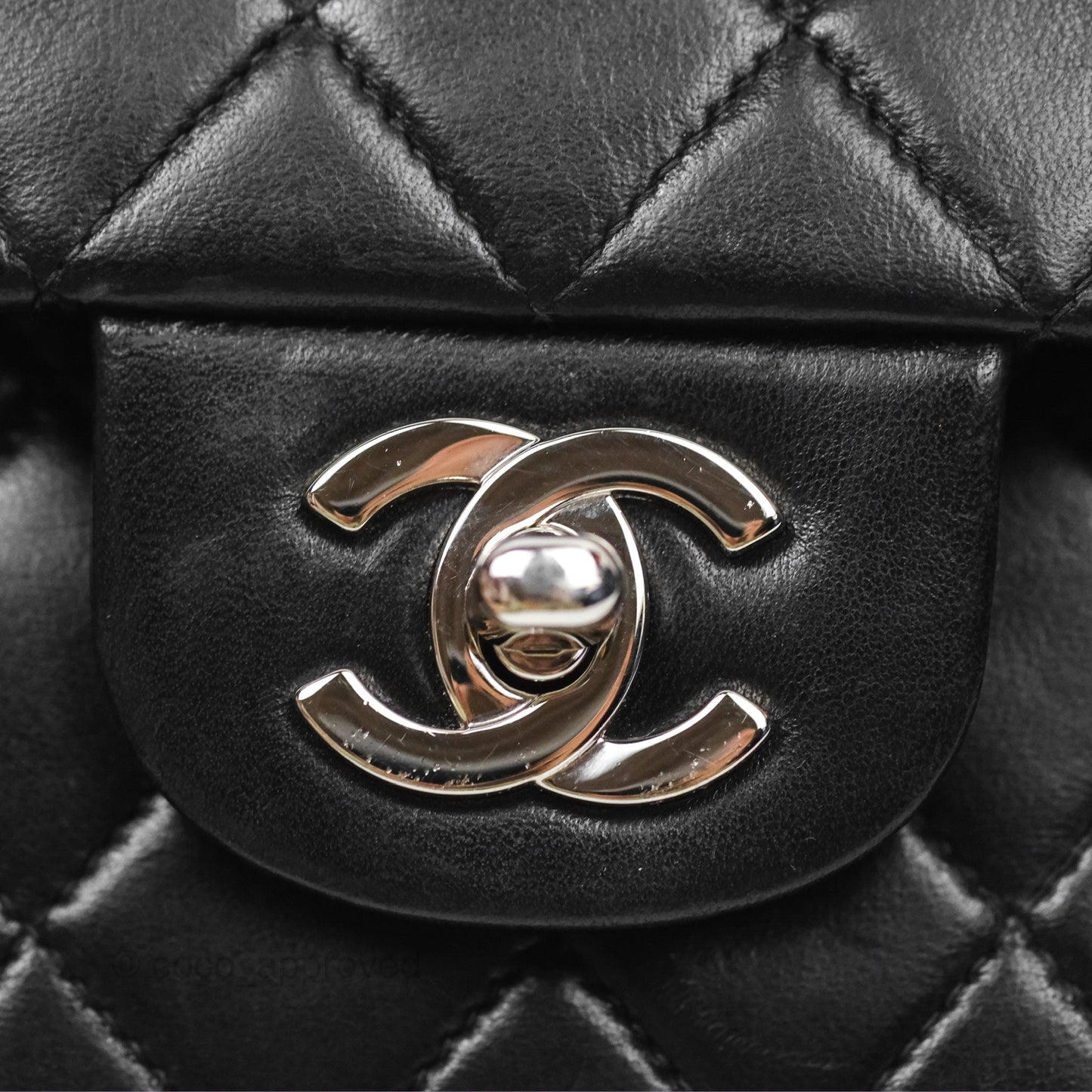 Chanel Vintage Small Classic Flap Black Lambskin Silver Hardware