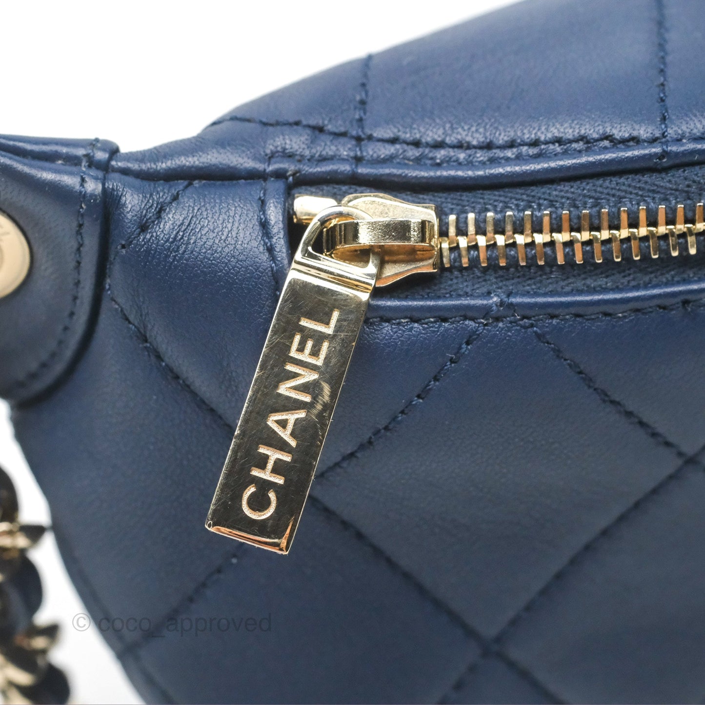 Chanel Resin Bi-Color Chain Belt Bag Navy Lambskin Gold Hardware