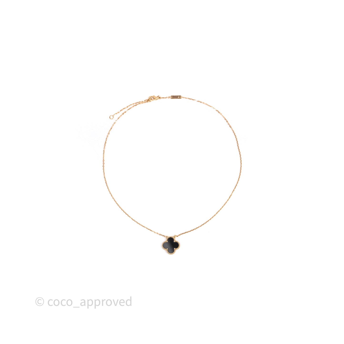 Van Cleef & Arpels Vintage Alhambra Pendant Onyx 18K Yellow Gold