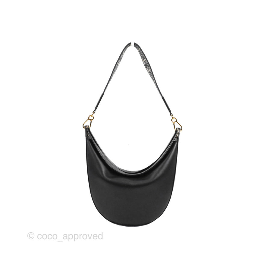 Loewe Luna Bag Black Satin Calfskin Jacquard Strap