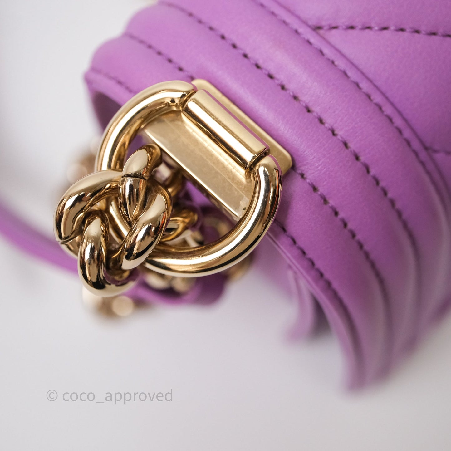 Chanel Chevron Small Boy Purple Calfskin Gold Hardware