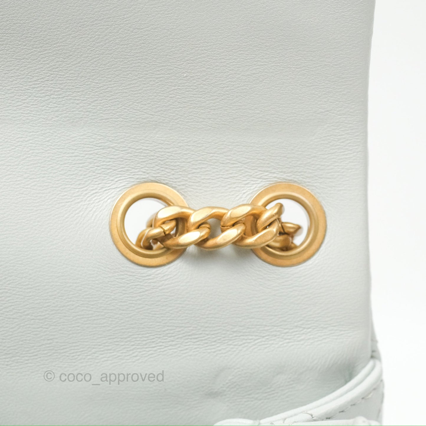 Chanel Quilted Mini Square Flap with Camellia Adjustable Chain Blue Clair Lambskin 23S