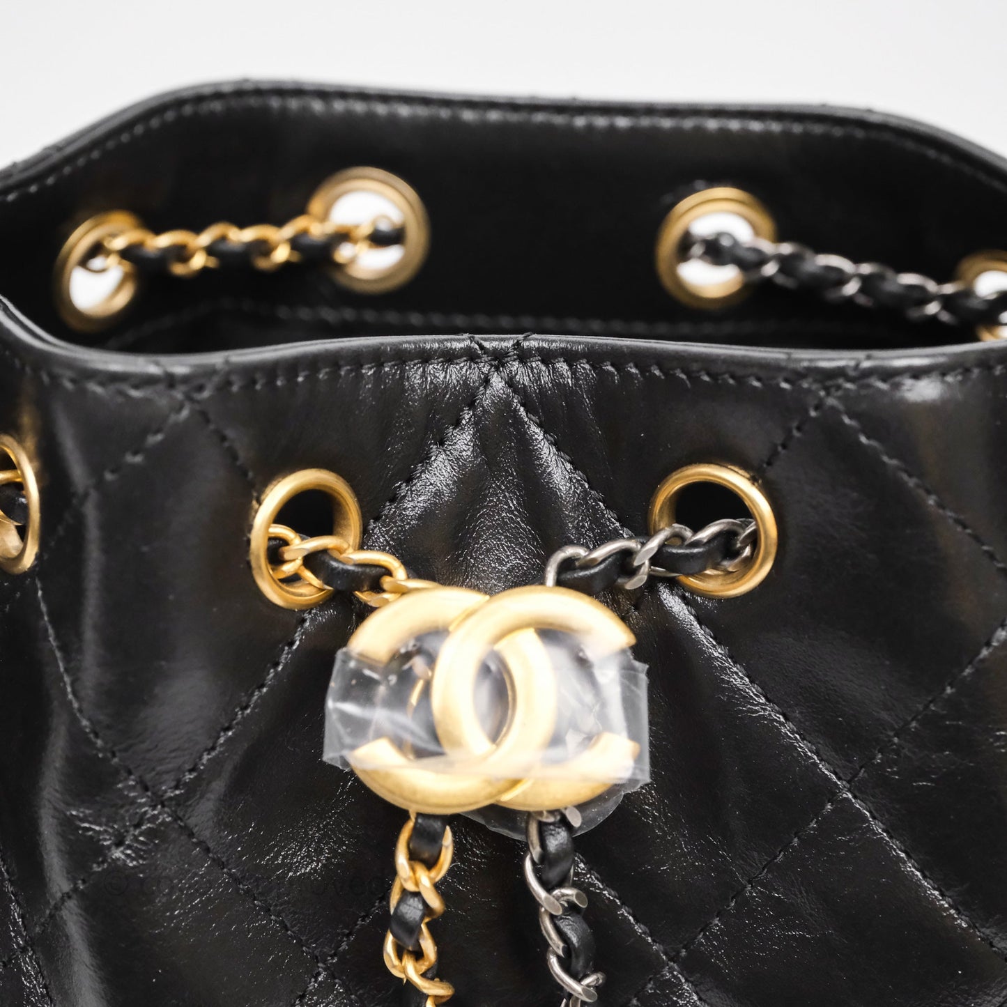 Chanel 25 Mini Black Shiny Crumpled Calfskin Mixed Hardware
