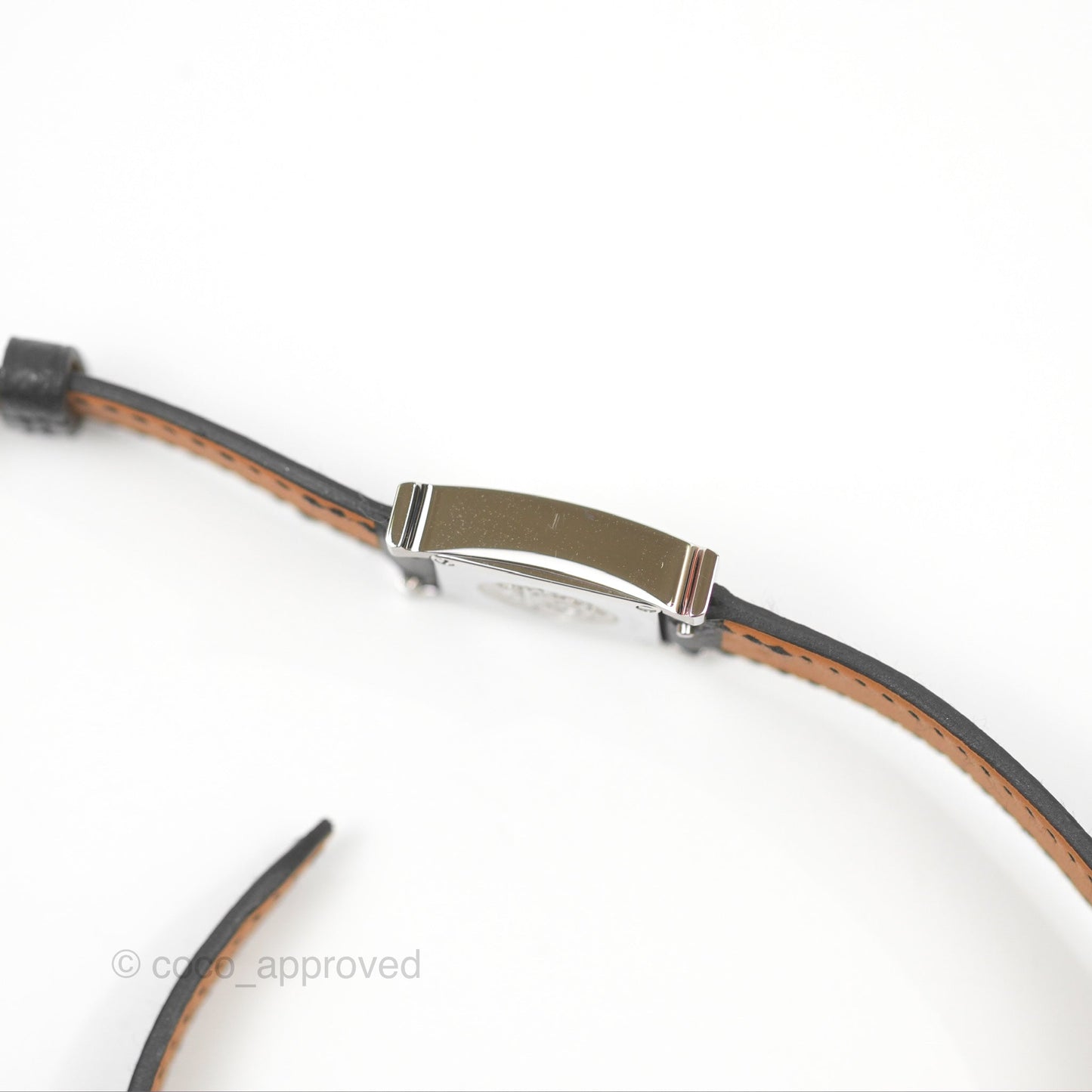 Hermès Small Heure H Double Tour Watch Black Epsom Palladium Hardware