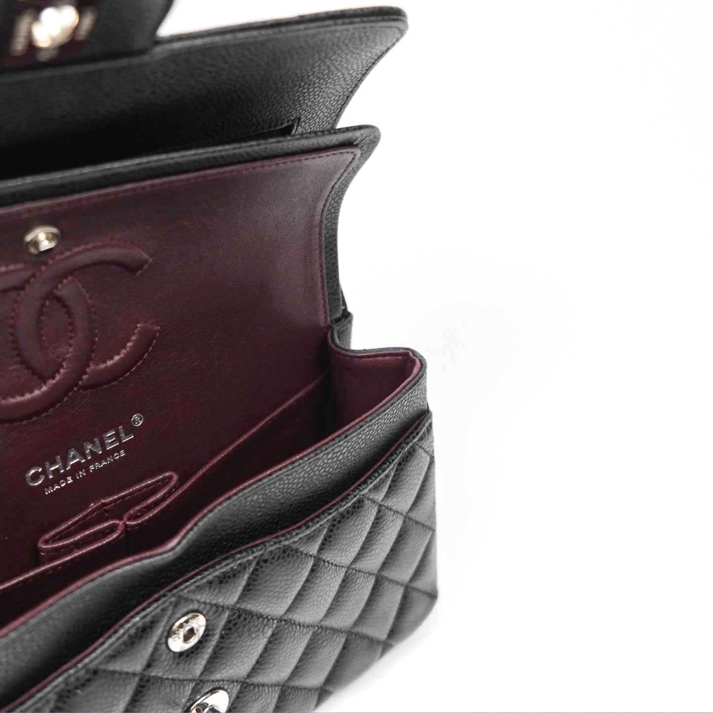Chanel Small Classic Flap Quilted Black Caviar Silver Hardware