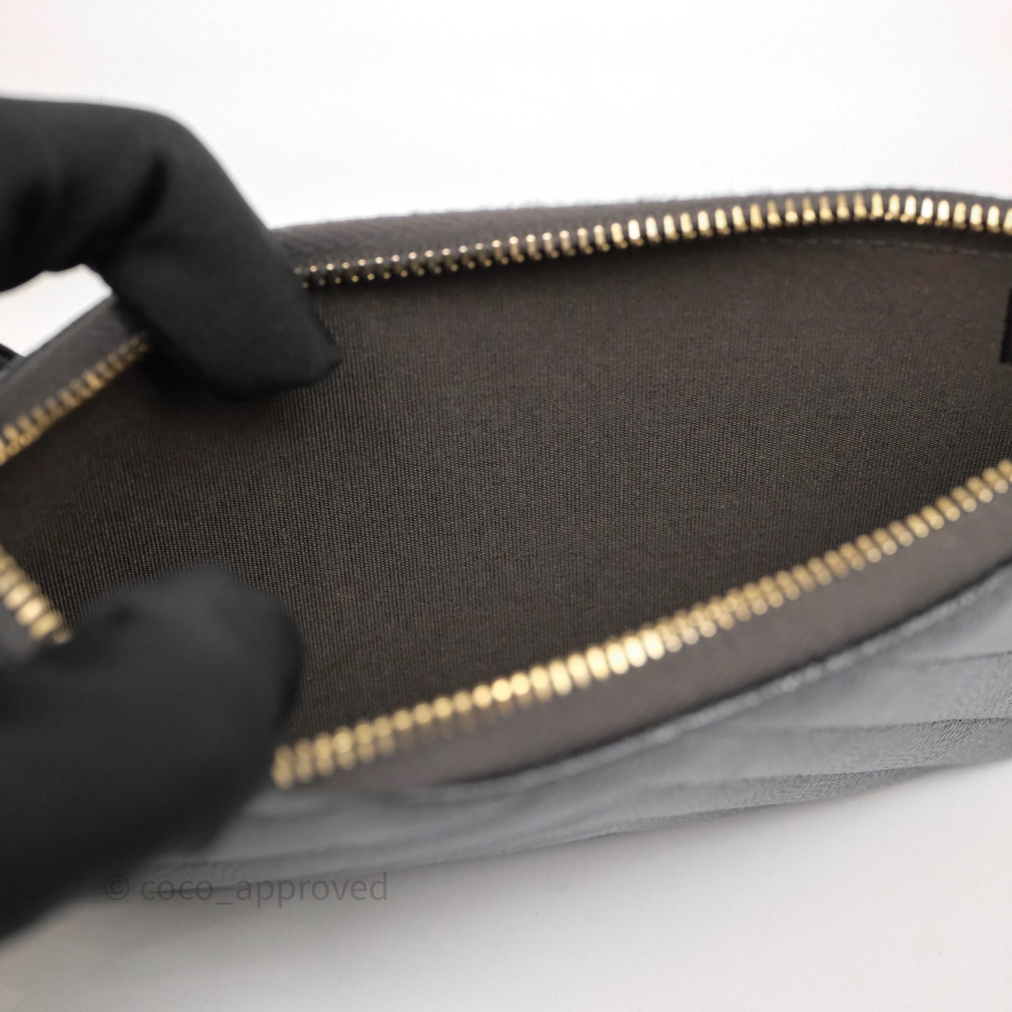 Chanel Chevron Zip Long Wallet Grey Caviar Gold Hardware