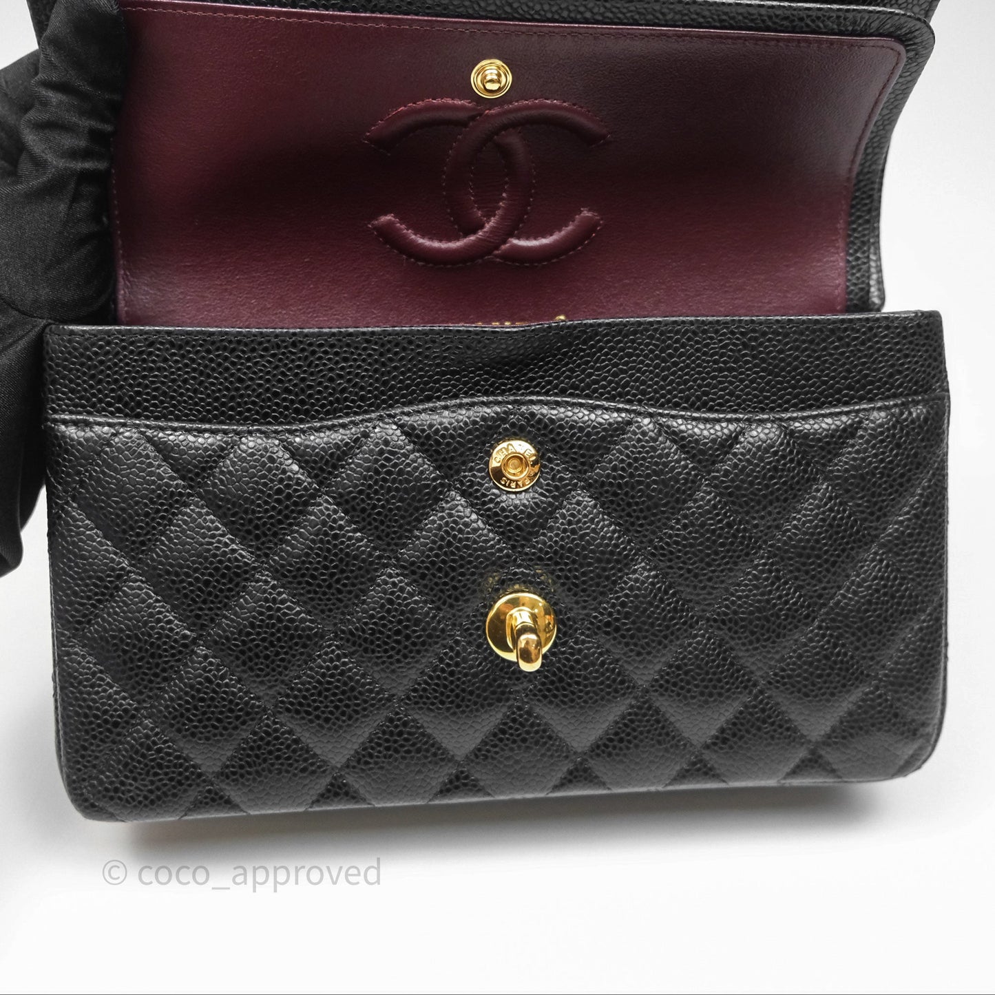 Chanel Small Classic Flap Quilted Black Caviar Gold Hardware