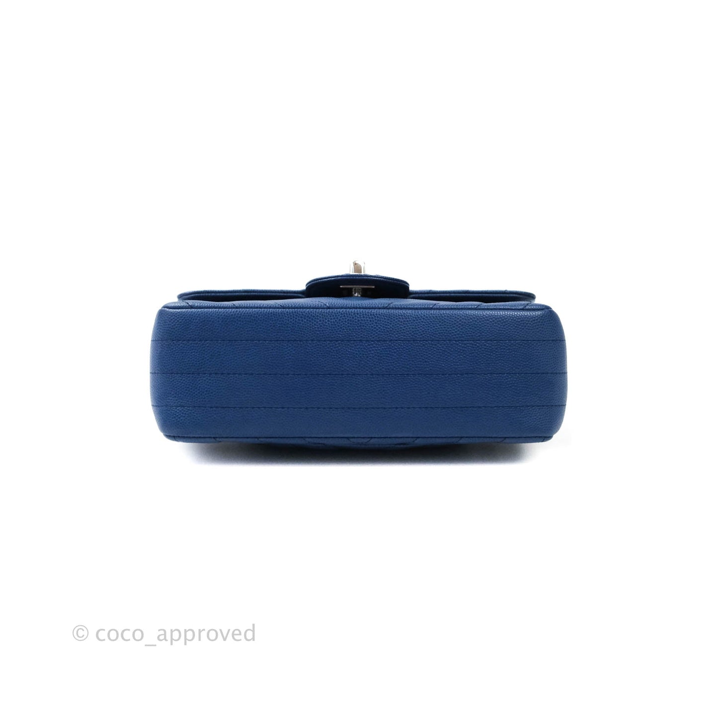 Chanel Mini Rectangular Chevron Caviar Blue Silver Hardware