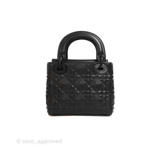 Dior Mini Lady Dior So Black Cannage Calfskin with Diamond Motif