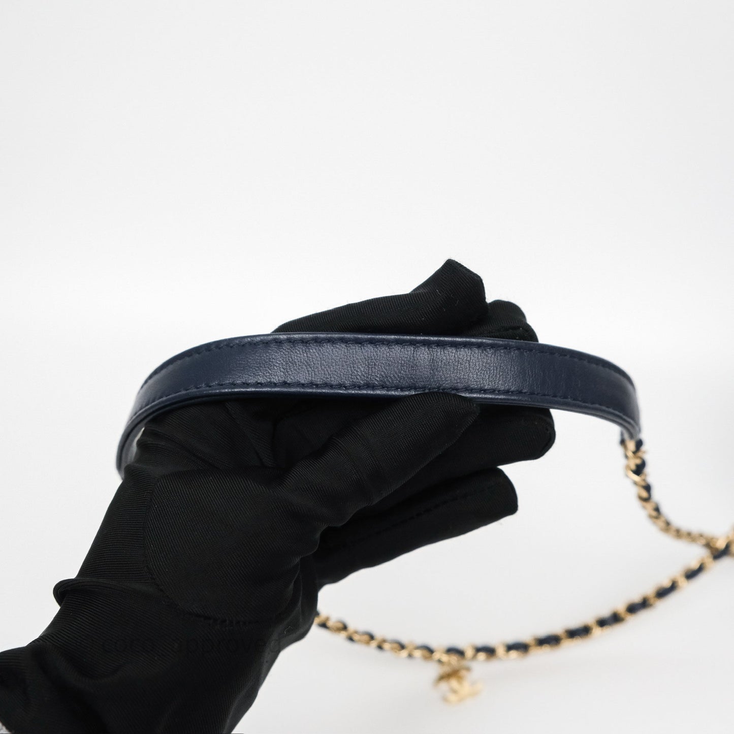 Chanel CC Mania Flap Bag Navy Lambskin Gold Hardware
