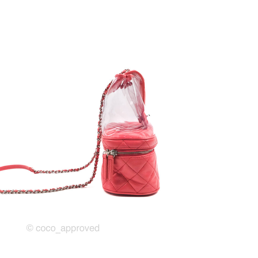 Chanel Aquarium PVC Coral Pink Crumpled Calfskin Silver Hardware