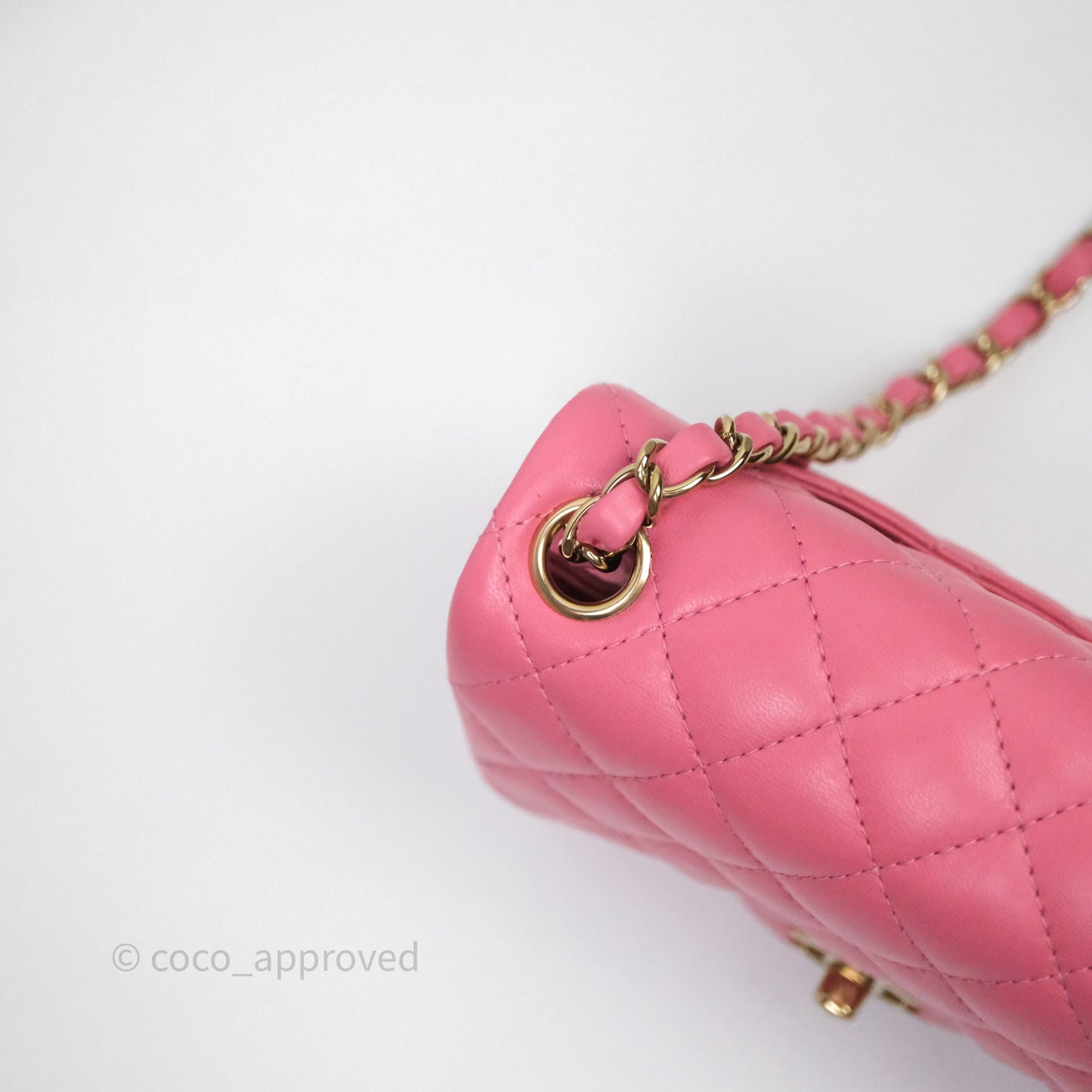 Chanel Quilted Mini Square Pink Lambskin Gold Hardware