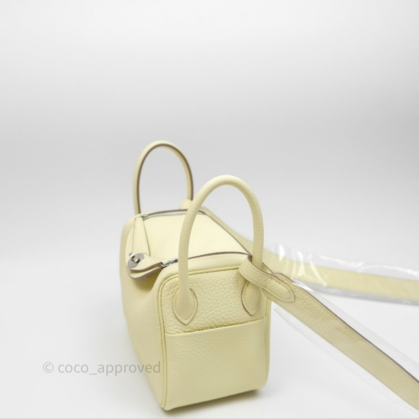 Hermès Mini Lindy II 20 Jaune Milton Clemence Palladium Hardware