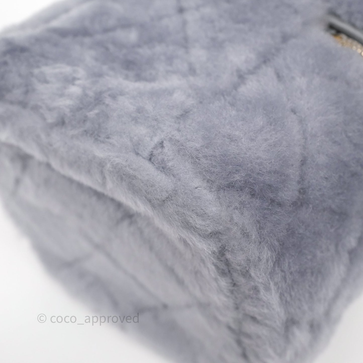 Chanel Vanity Case Grey Shearling Lambskin Gold Hardware 22A