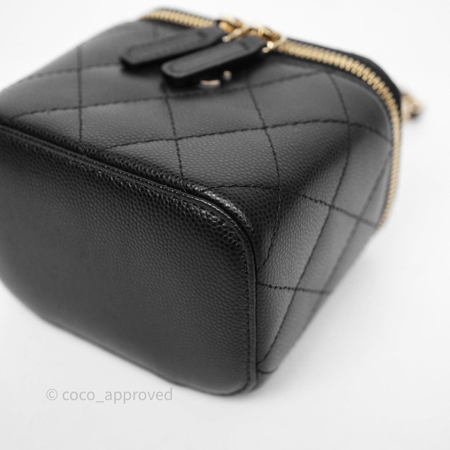 Chanel Mini Vanity With Chain Black Caviar Gold Hardware