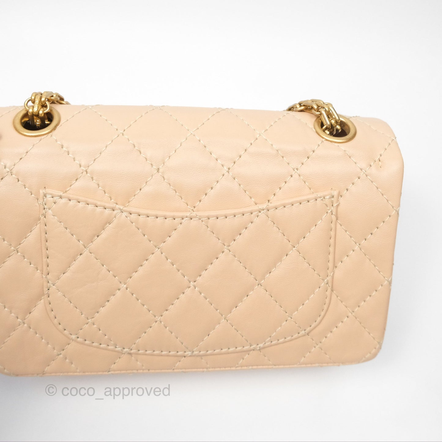 Chanel Mini Reissue 224 Beige Aged Calfskin Aged Gold Hardware