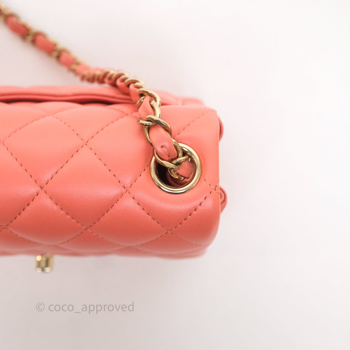 Chanel Mini Square Flap Quilted Pink Lambskin Gold Hardware
