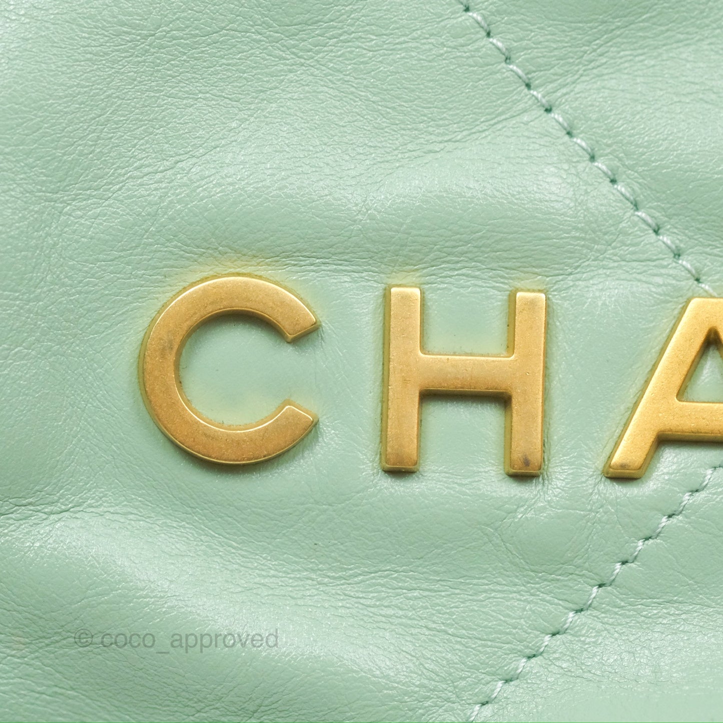 Chanel 22 Small Mint Green Shiny Aged Calfskin Aged Gold Hardware