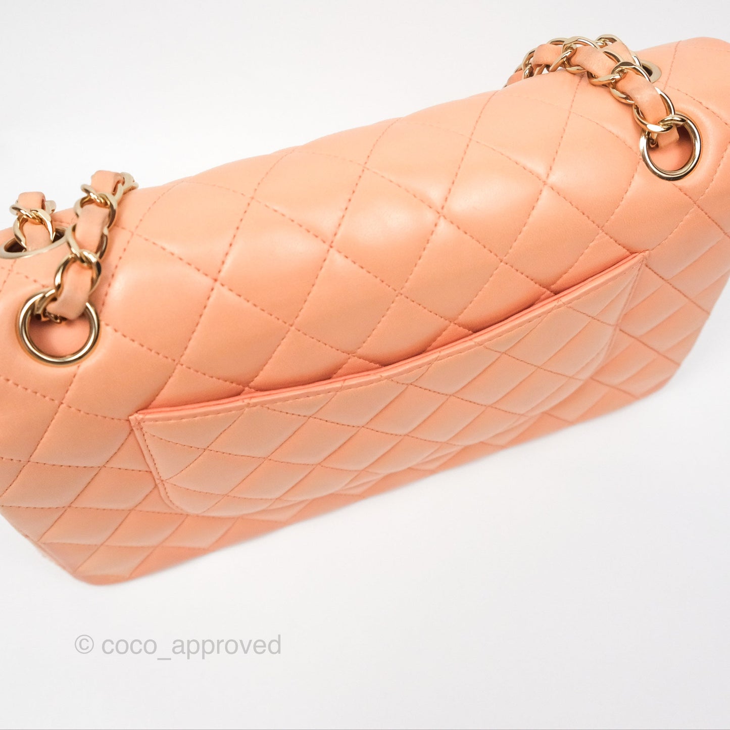 Chanel Classic M/L Medium Flap Quilted Peach Lambskin Gold Hardware