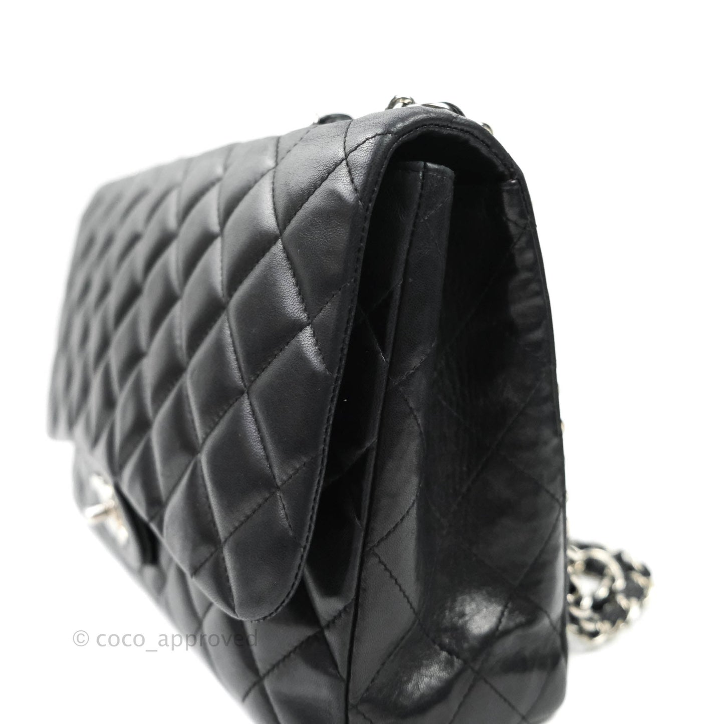 Chanel Jumbo Single Flap Black Lambskin Silver Hardware⁣⁣